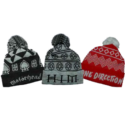 Image of Jacquard Knitted Bobble Hats