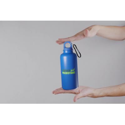Image of Oregon 400 ml solid colour RCS recycled plastic water bottle with carabiner 